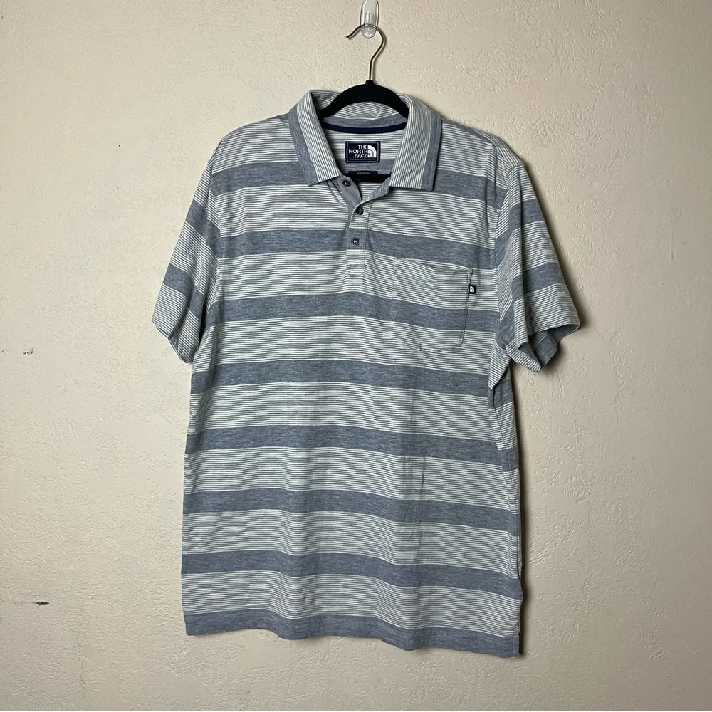 The North Face Lot Of 2 Polo Shirt Mens Large Striped Cotton Outdoors Size Large